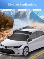 Car Windshield Cover for Ice and Snow [600D Heavy Duty Diamond-Textured Fabric] –Dual Security Panels & Reflective Mirror Cover|Fits for Pickup Truck, SUV, Mini Van, Van & MPV| XL (78"x50")