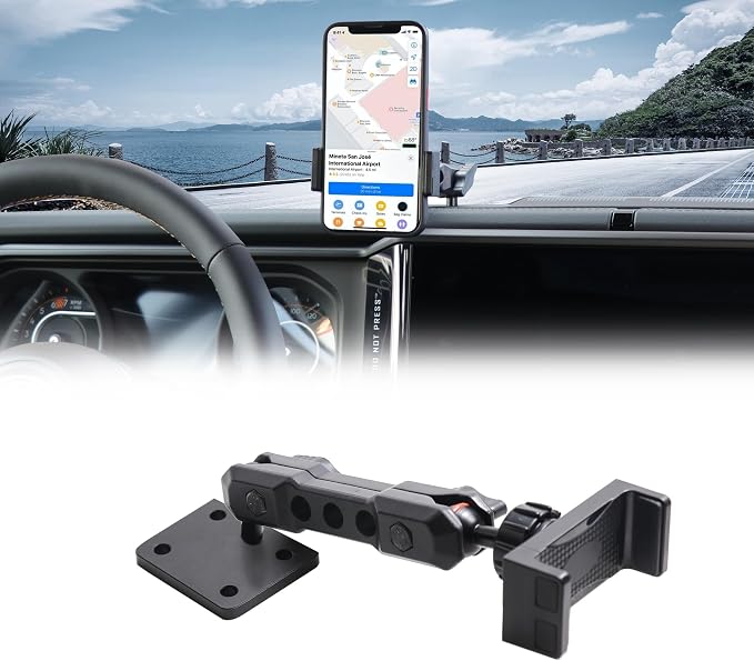 2024 2025 JL Cell Phone Mount for Jeep Wrangler - Dash Cell Phone Mount Dashboard Phone Holder for 2024+ Jeep Wrangler JL 4XE Accessories 2025+ Jeep Gladiator JT Accessories, 1 Pack, Black