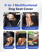 Dog Car Seat Cover for Back Seat, 600D Heavy Duty Waterproof & Scratch-Resistant for Car with Side Flap, Pet Back Seat Covers for Car with Seatbelt Black.