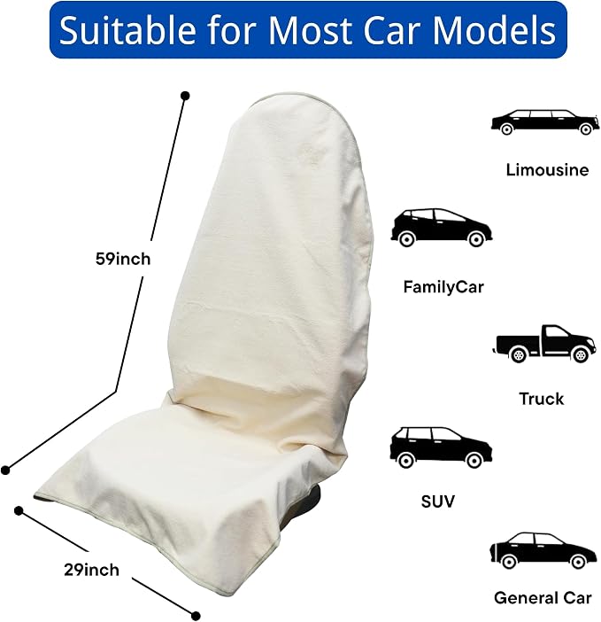Waterproof Car Seat Cover for Front Seats, Protector for Cars SUVs Trucks, Sweat Towel Seat Covers Bucket for Gym,Workout,Beach,Hiking,Running and Swimming(Beige, 2PCS)