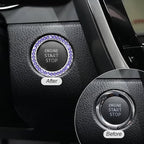 Bling Car Engine Start Ring Decals, 2PCS Crystal Rhinestone Vehicle Push Start Button Cover Sticker, Key Ignition Knob Ring, Sparkling Automotive Interior Accessories (Royal Blue)