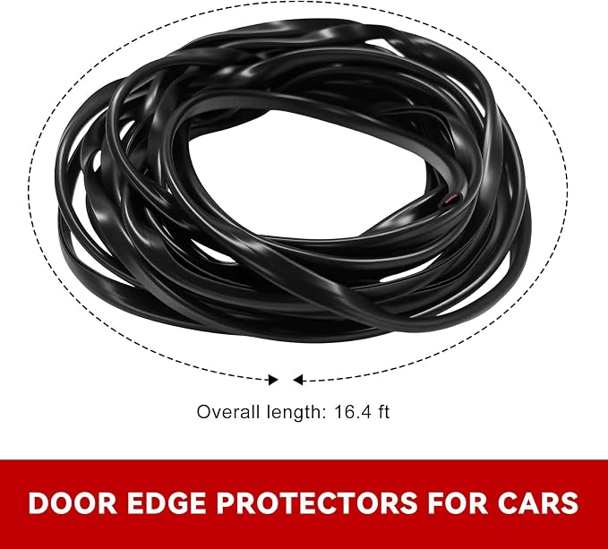 16.4Ft(5M) Car Door Edge Protector, Anti-Collision Auto Door Protective Strip U Shape Edge Trim, Self-Adhesive Automotive Doors Entry Guard Seal Protector for Most Vehicles (Black)