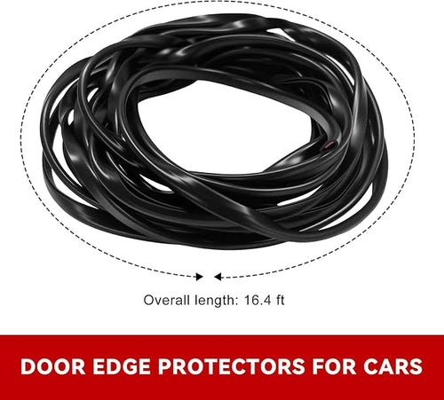 16.4Ft(5M) Car Door Edge Protector, Anti-Collision Auto Door Protective Strip U Shape Edge Trim, Self-Adhesive Automotive Doors Entry Guard Seal Protector for Most Vehicles (Black)