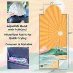 Car Seat Towel Cover – Microfiber Hooded Seat Cover – 30” x 60” Moisture-Wicking Running Seat Protector for Runners – Coastal Vibes