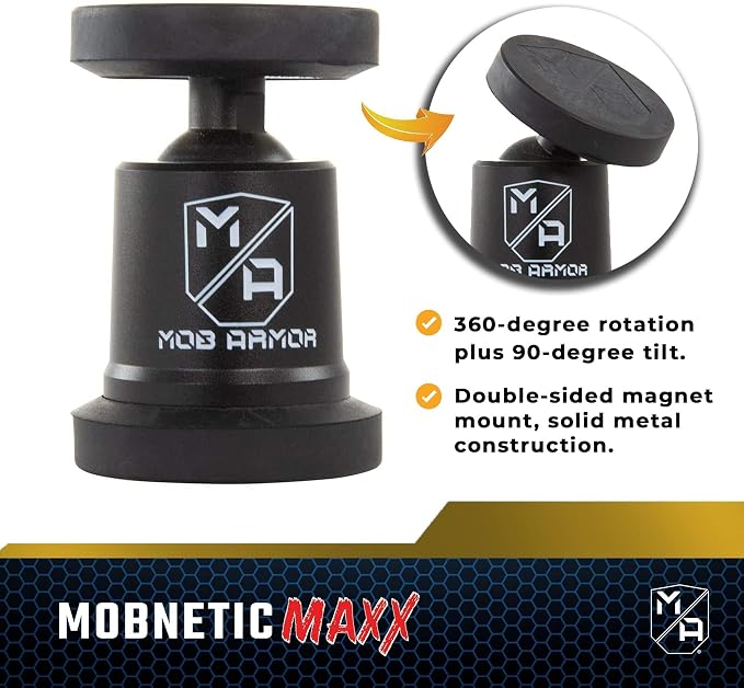 MobNetic Maxx - USA Assembled Magnetic Phone Holder for Car, Magnetic Car Phone Mount, 90-Degree Tilt, 360-Degree Rotation, Aluminum Metal, Compatible with iPhone & Android - Pink