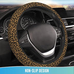 Elastic Steering Wheel Cover Car Accessories Cute Universal 15 Inch Absorbing Sweat Non-Slip Breathable for Man Woman - Brown Leopard