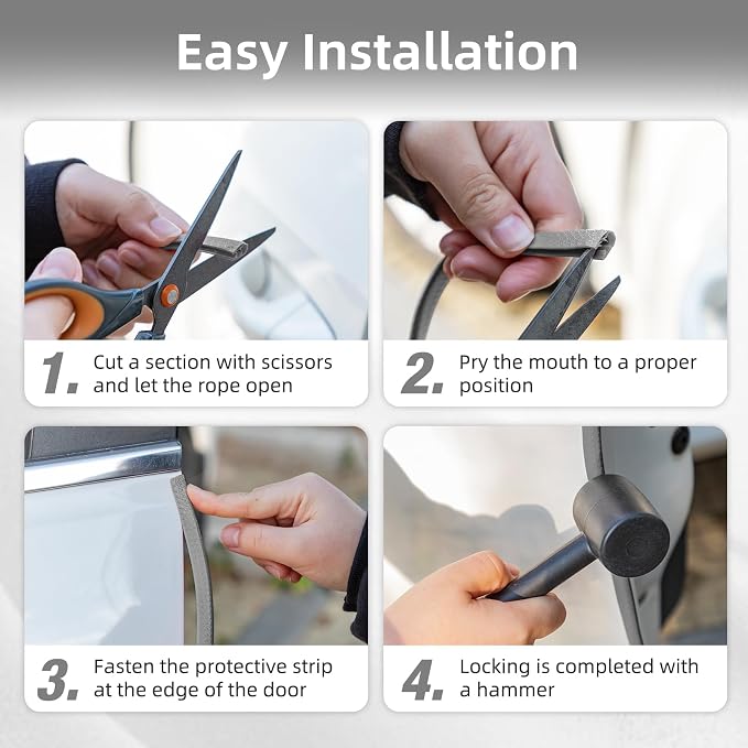 16.4Ft (5M) Car Door Edge Guard, No Glue Car Door Entry Guard Protective Strip, Rubber Edge Trim Car Door Protector, Applicable to Car, Truck, SUV and ATV, Car Exterior Accessories（Gray）