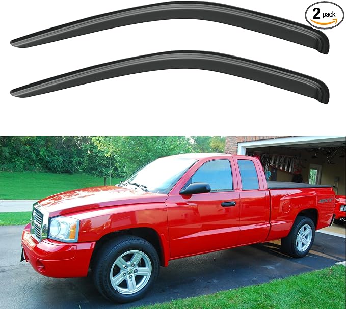 Window Visors Rain Guards Shield for 2005-2010 Dodge Dakota Club Cab, Out-Channel Window Vent Wind Deflectors Visors Shades for 05-10 Dakota Extended Cab, 2PCS