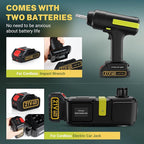 Cordless Electric Hydraulic Car Jack Kit 5 ton with Lithium Battery Includes Cordless Impact Wrench Rechargeable Touchscreen Jack All-in-One Portable Tool kit for Efficient Car Maintenance