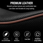 Car Steering Wheel Cover Full Surround - Soft Breathable Anti-Slip Heavyweight Safety Cover, Thick Cushioned Sports Style Universal Fit for Auto Truck SUV (Black/Coffee)