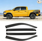 Window Rain Guards for 2019-2025 Dodge Ram 1500 Crew Cab(New Body Style), Window Visor Vent Wind Shade Deflector Rain Shield Protector Sun Visor 2020 2021 2022 2023 2024, Tape-on/Outside-Mount, 4PCS