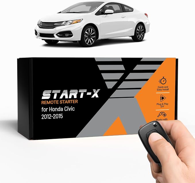 Remote Starter Kit for Honda Civic (2012, 2013, 2014, 2015) Vehicles | Key Ignition | Plug & Play Install | Lock 3X to Remote Start | Zero Wire Splicing