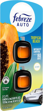 AUTO Air Freshener, Odor-Fighting Automotive Vent Clip, Scented Car Accessories, Long Lasting for Strong Odors, Tropical Beach Scent, 2 Count