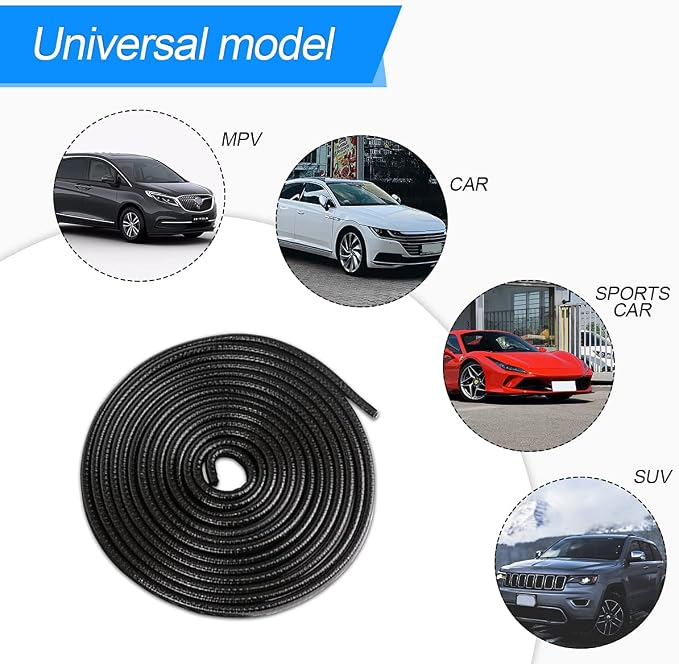 Car Door Protector Edge Guards, Universal Rubber Seal U Shape Car Door Protection, Aluminum Boat Edge Trim Guards No Glue Required, Exterior Accessories Fit for Most Cars, Sedans, SUV (Black/10FT)