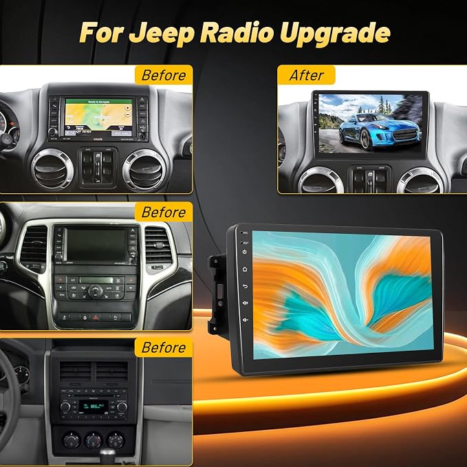 Car Radio Stereo for Jeep Wrangler JK 2007-2018 Compass Grand Cherokee Dodge Ram with Carplay/Android Auto Upgrade 2GB+64GB
