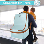 Padded Car Seat Travel Bag for Air Travel, Carseat Cover Backpack with Shoulder Straps, Large Carseat Gate Check Bag, Baby Travel Essential(Light Cyan)