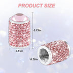 Car Wheel Tire Valve Caps, 4 PCS Bling Tire Valve Caps, Crystal Tire Caps Shinny Rhinestone for Women, Universal Car Dustproof Tire Valve Caps for Cars, Trucks, SUV and Motorcycles (Pink)