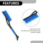 1pc 60x11cm Universal Car Ice Scraper Brush with Broom - SUV Snow Frost Remover for Car Truck RV Windscreen Side Window Anti Crash - Plastic Blue Snow Shoveling Defrost Clearing