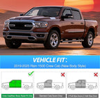 Tape-On Window Visors for Ram 1500 Crew Cab (New Body Style) 2019 2020 2021 2022 2023 2024 2025, Outside Mount Rain Guards Vent Visors Window Deflectors, Smoke Tint, 4PCS