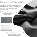 Black Gray Car Steering Wheel Cover, Nappa Leather, Bottom Color Blocking, Universal 14.5-15 Inch Leather Anti-Slip Breathable Auto Steering Wheel Covers for Men Women