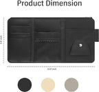 Car Visor Organizer with Sunglass Holder,Multi-Functional Car Sun Visor Organizer with Zipper for Cards,Money,Tickets,Leather Interior Accessories (Black)
