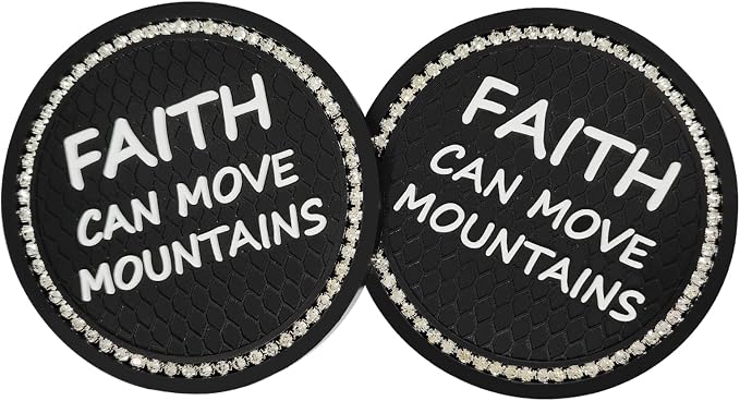 2 Pack Bling Car Cup Holders, 2.75 Inch Bling Crystal Rhinestone Soft Anti-Slip Cup Mats Auto Drink Coasters Car Interior Decoration Accessories for Women or Girls (Black)