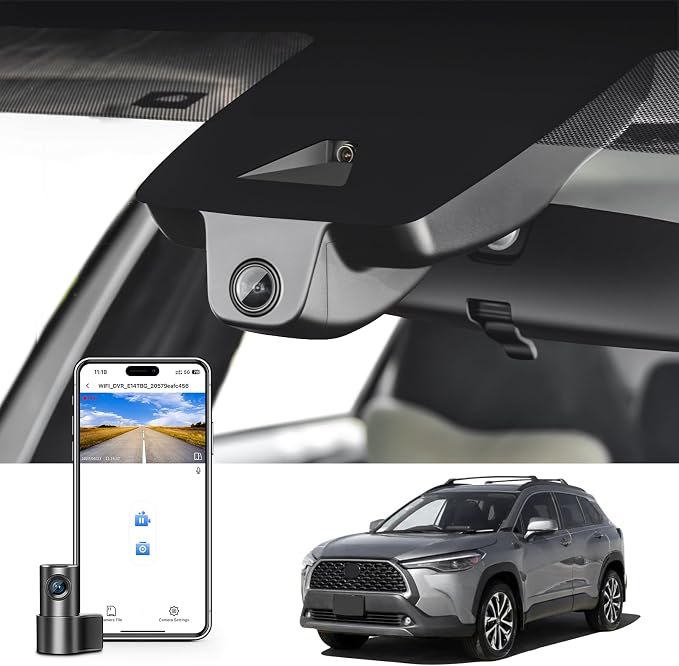 Front 4K & Rear 1080P Dash Cam for Toyota Corolla Cross 2022 (Model B) | & Corolla Cross Hybrid 2022, LE L XLE etc, Integrated OEM Look, 2160P UHD Video, Built-in WiFi & APP, GPS, 128GB Card