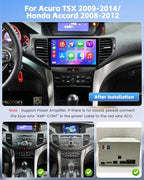 4+64G Android 15 Car Radio for Acura TSX 2009-2014/Honda Accord 2008-2012, 9" 1280 * 720 Incell Touchscreen Car Stereo Wireless CarPlay Android Auto, 5GHz WiFi, Bluetooth 5.0, EQ, GPS, Backup Cam, SWC