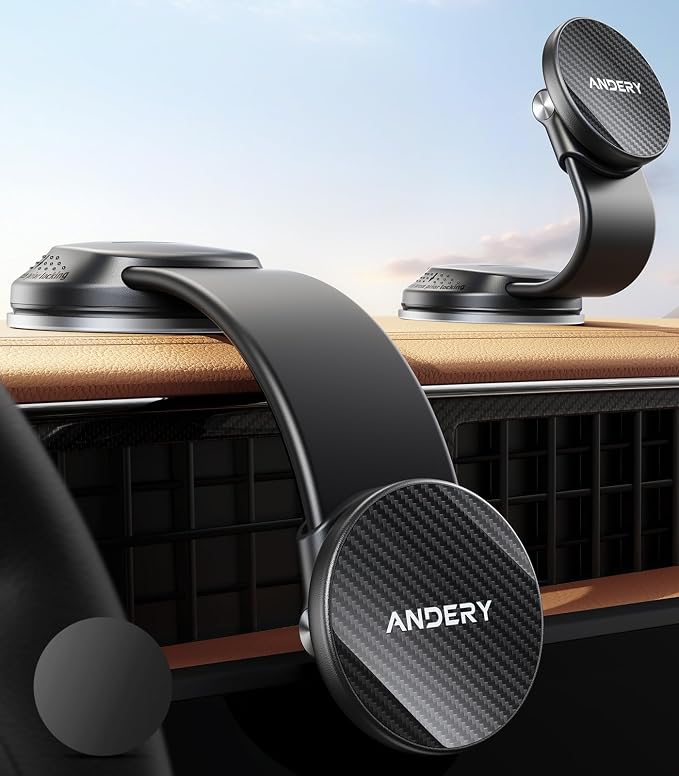 Car Phone Holder for MagSafe [360° Adjustable Memory Alloy Arm | 2400gf Strong Magnetic Power] Bendable Car Mount, Phone Holders for Your Car with Dashboard Pad for iPhone 17-12 All Smartphones