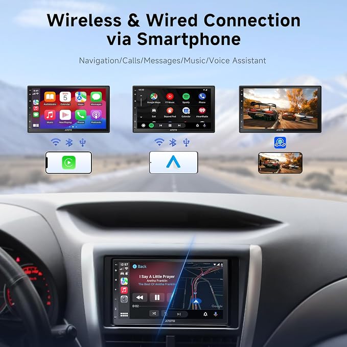 A5L 7" Android Double Din Car Stereo with 1080P DVR Dash Cam & Backup Camera, Wireless CarPlay Android Auto, Wi-Fi/USB Tethering, 24B-EQ DSP, AI Chat, GPS&SWC, HDMI Out, OTA Upgrade