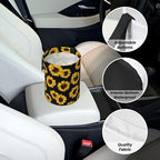 Car Garbage Bag Abstract Yellow Sunflower Mini Car Trash Bin Portable Collapsible Waterproof Rubbish Bag for Car Accessories Back Front Seat Cup Holder