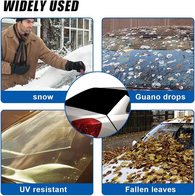 Car Rear Windshield Snow Cover, 57×35 Inch Anti Ice Frost Rear Windshield Protector, Windproof Oxford Back Window Cover, Winter Car Accessories for Cars, Trucks, SUVs, Lorries