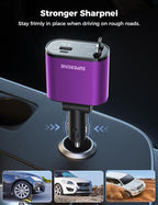 【Upgraded】 Retractable Car Charger 4 in 1, Fast Car Phone Charger with Cord 2.6ft, USB C and Apple Car Charger Adapter, Compatible with iPhone 17/16/15/15 Pro Max/14/13/12/11, Galaxy, Pixel