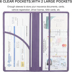 Premium Car Registration & Insurance Card Holder with Magnetic Shut, Vehicle Glove Box Car Organizer - For Documents, Cards, License (Purple)