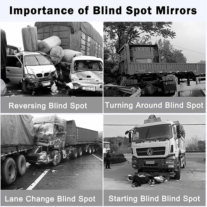 2Pcs Large Stick-on Blind Spot Car Mirror, 3.75 Inch Non-Adjustable Big Round Convex Rear View Mirrors, HD Glass Blindspot Convex Rearview Mirror for Car, an, SUV and Trucks
