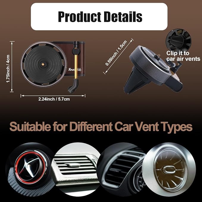 Car Air Freshener Record Player, Pop Singer Album Covers for Fans Gift, Car Vent Clip Air Diffuser with 12pcs Refill Pads Aromatherapy Tablets, Music Lovers Gifts