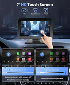 Portable Car Stereo Wireless Carplay Android Auto,7 Inch Touch Screen Car Radio with Bluetooth Hands-Free/Mirror Link/Maps Navigation/Voice Control/TF Card/AUX,for Cars, Trucks, SUVs