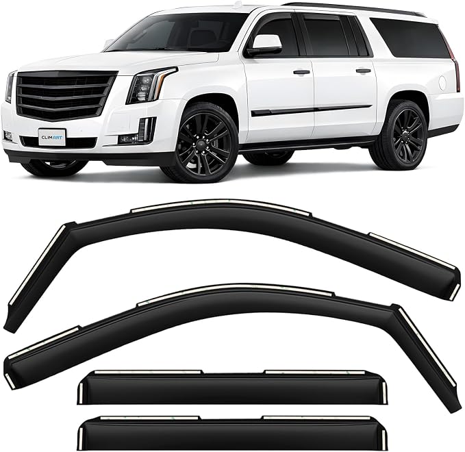in-Channel Incredibly Durable Rain Guards for Cadillac Escalade ESV 2015-2020, Original Window Deflectors, Vent Window Visors, Vent Deflector, 4 pcs. - 615259
