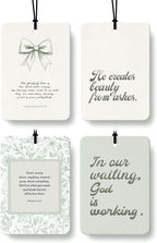 Green Christian Car Air Freshener 4 Pcs, Coquette Bow Floral Religious Hanging Air Freshener for Cars Closet Drawer Books, Cute Girly Christian Car Accessories Mirror Decor for Women
