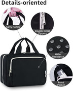 Travel Toiletry Bag for Women Large Hanging Makeup Bag Organizer Toiletries Bag for Full Size Essentials Accessories Cosmetics (Black (Large))