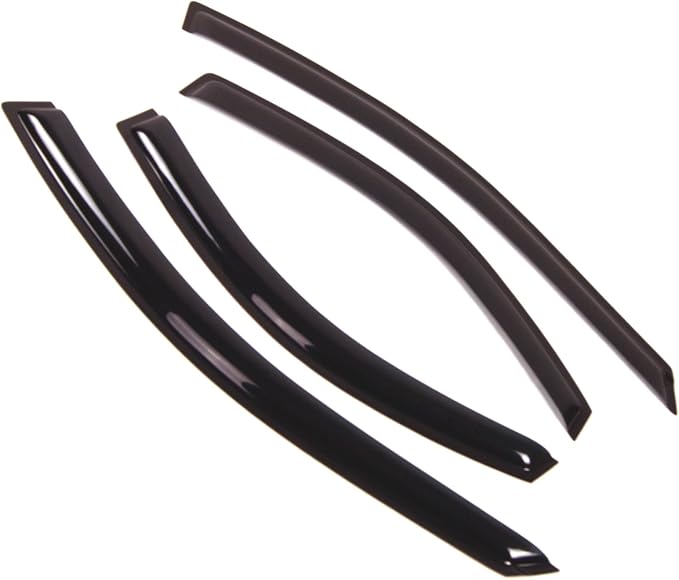 WD2-088 Dark Smoke 4 Pcs Set Window Visor (Outside Mount) Deflector Rain Guard Compatible with 1995-2000 Dodge Stratus
