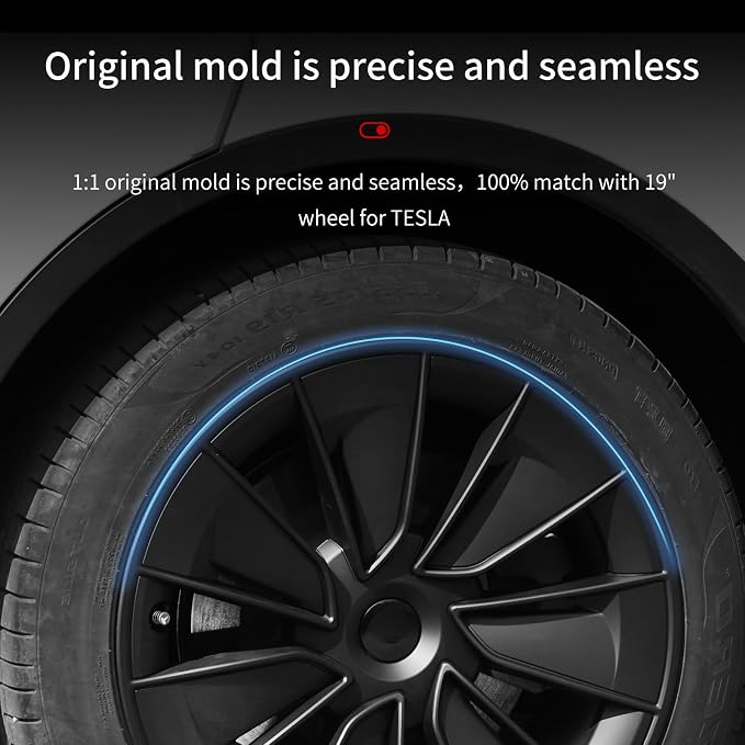 Wheel Cover for Tesla Model Y(2020-2024) 4PCS Hubcaps for Tesla Wheel Cover Model Y 19inch Knife Rim Full Cover Hubcaps Accessories (Knife Style, 19 inch)