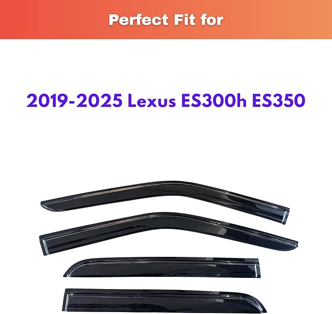 KPY Rain Guards Fit for 2019-2025 Lexus ES300h ES350, Out-Channel Window Visors Vent Wind Deflectors 4PC, Car Accessories for 2019-2025 Lexus ES Series