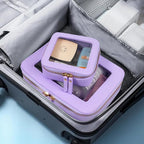 Travel Clear Makeup Bag Set, TSA Approved Cosmetic Bag Case with Zipper Portable Makeup Pouch Toiletry Bag Traveling Cosmetic Organizer Storage Bag Car Organizer Car Essentials