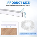 Clear Edge Trim, 9.8Ft Silicone U Channel Edge Protector, Edges Guards Fits 3/32"-1/8" for Car Doors Sheet Metal Parts (9/32" W x 1/2" H)