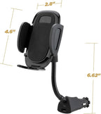 Universal 12V Car Phone Mount with USB Charger, Phone Holder with Cigarette Lighter Adapter for 12V Socket Plug-In, Flexible Gooseneck, Adjustable Cradle for iPhone & Android Cell Phones