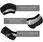 Bling Car Steering Wheel Cover, 15 Inch Sparkly Rhinestone Soft Leather Steering Wheel Protector, Non-Slip Universal Auto Elastic Steering Wheel Covers for Women Girls (Black)
