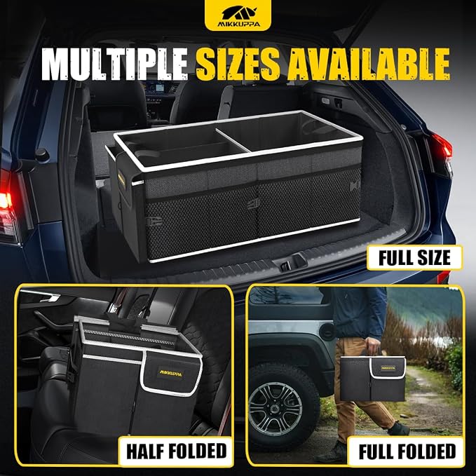 Car Trunk Organizer - 65L Collapsible Trunk Organizer with Lid, Sturdy Car Storage for SUV Auto Truck Van with Adjustable Straps and Non Slip Bottom