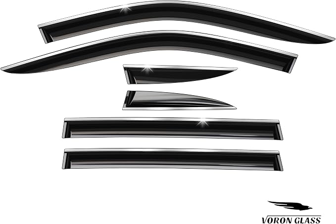 Voron Glass Chrome Trim Tape-on Extra Durable Rain Guards for Jeep Compass 2017-2026, Window Deflectors, Vent Window Visors, 6 Pieces - 100920