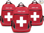 First Aid Bag Empty Red Emergency Medicine Bag First Responder Trauma Multi-Pocket Traveling Field Trips Camping Essentials (Red, Pack of 3)